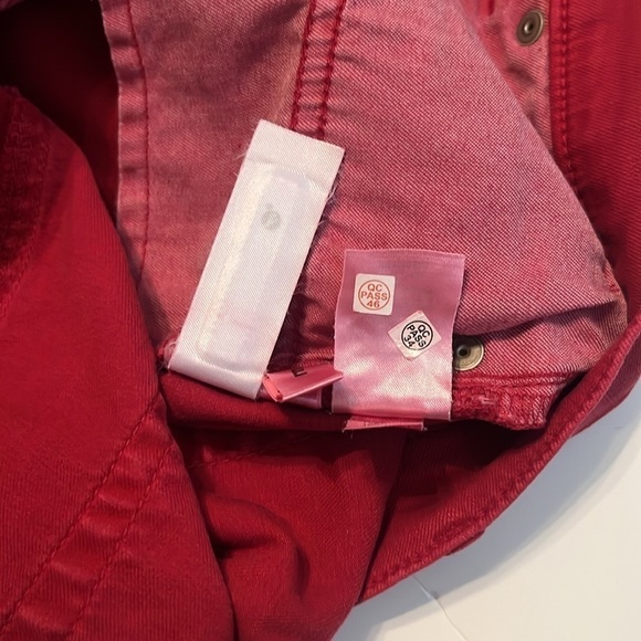 LOFT Red Frayed High Rise Skinny Crop Jeans Size 4 - Picture 13 of 14